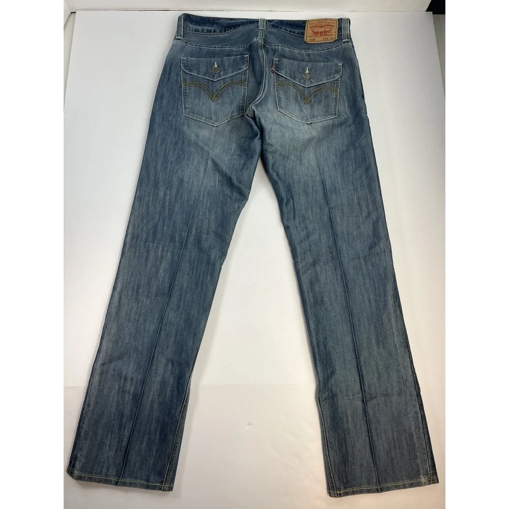 VTG Levi's 514 Jeans Mens 34x32 Blue Denim Slim Straight Grunge Flap Pocket Y2K